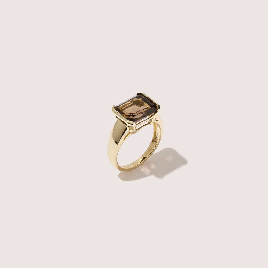 14kt Smokey Quartz Domino Ring