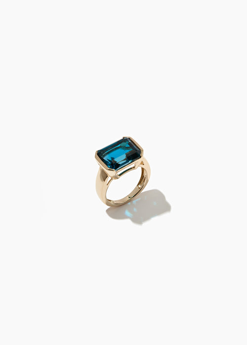 Blue Topaz Domino Ring