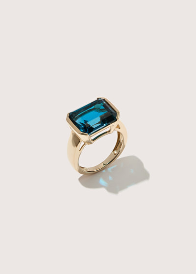 Blue Topaz Domino Ring