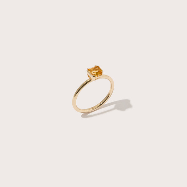 Slim Citrine Domino Ring