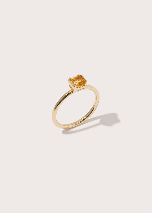 Slim Citrine Domino Ring