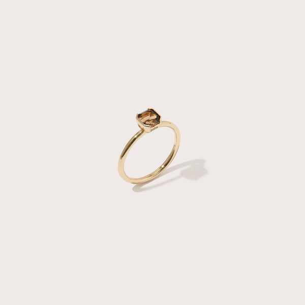 Slim Smokey Quartz Domino Ring