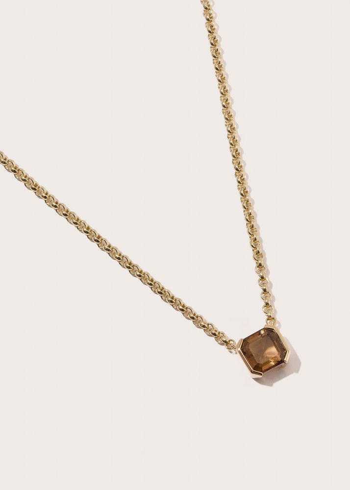 Smokey Quartz Domino Necklace