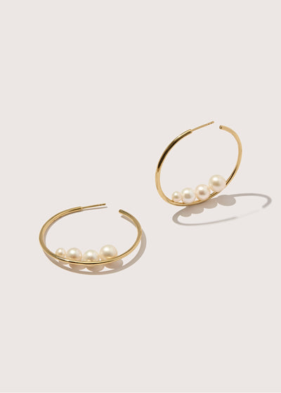 Large Pearl Hoops