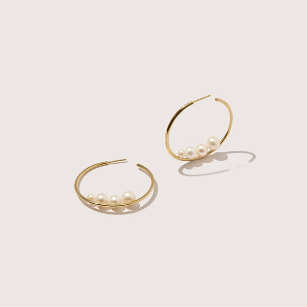 Large Pearl Hoops