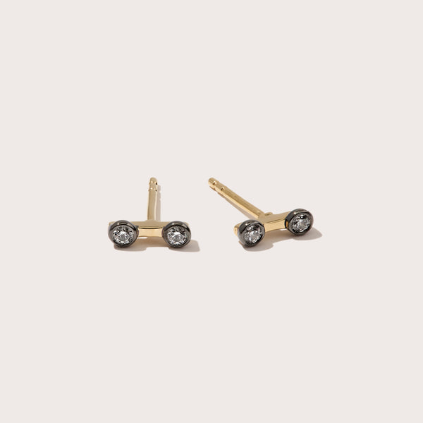 Midnight Diamond Bezel Bar Studs