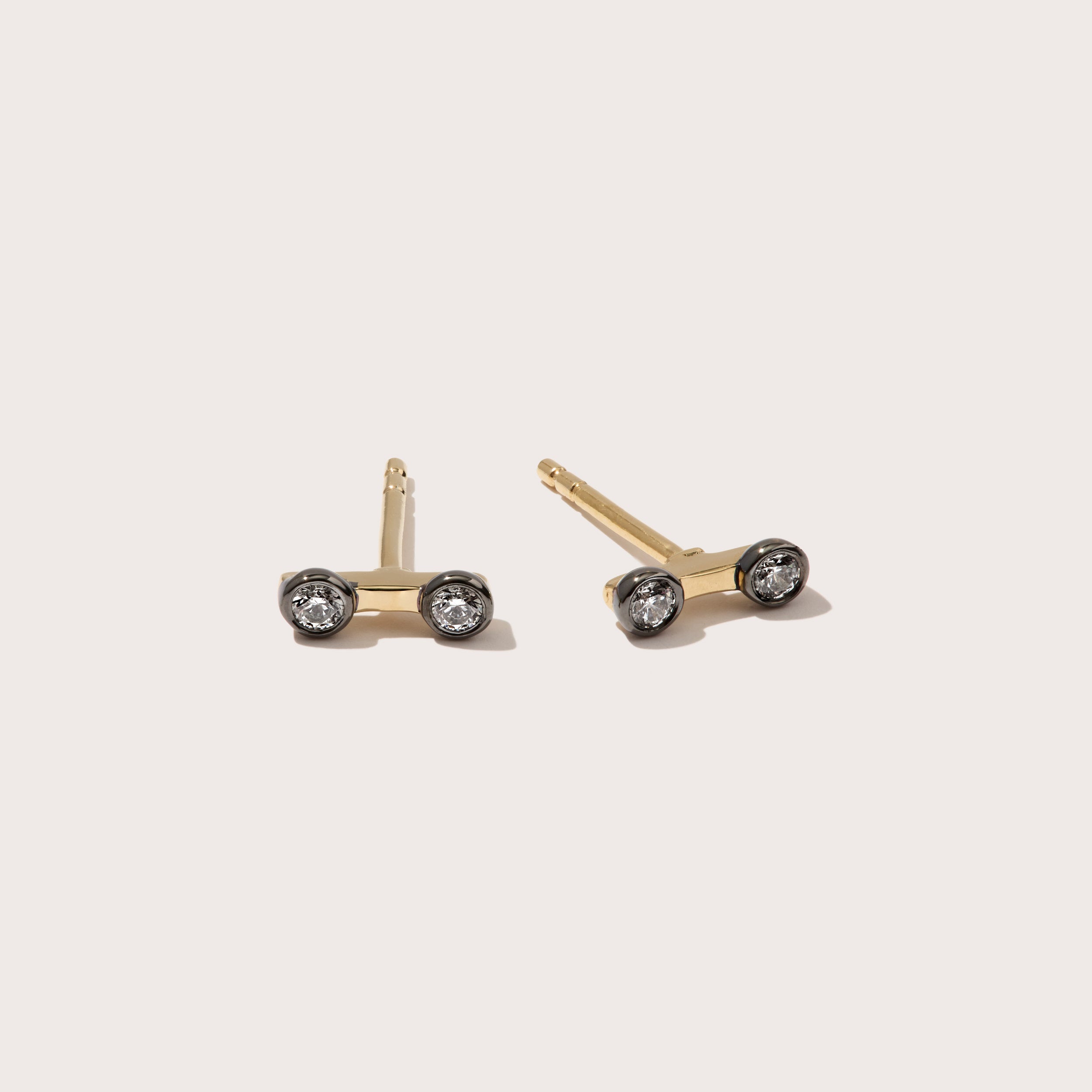 Midnight Diamond Bezel Bar Studs