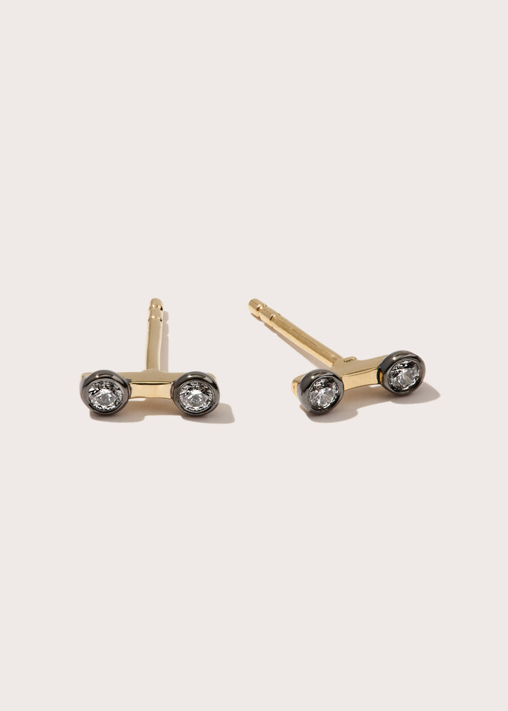 Midnight Diamond Bezel Bar Studs