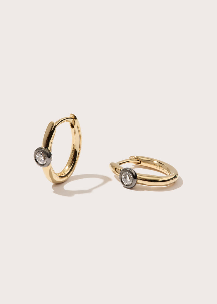 Midnight Diamond Bezel Hoops