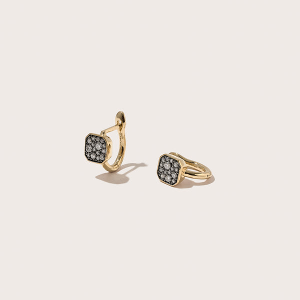 Midnight Diamond Domino Huggie Hoops
