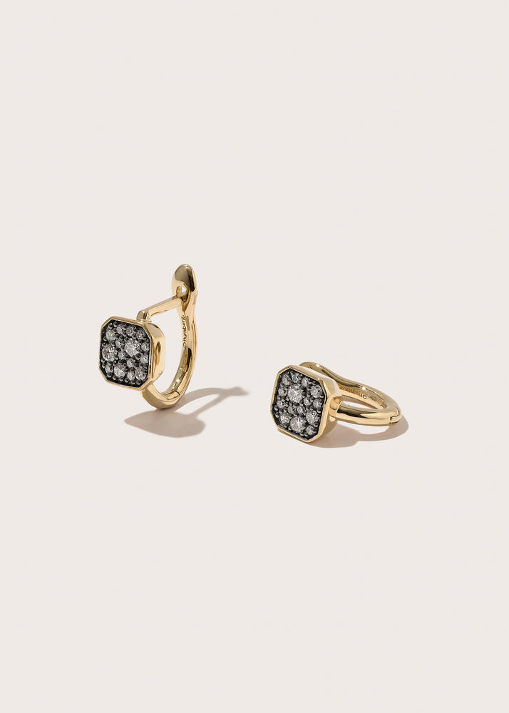 Midnight Diamond Domino Huggie Hoops