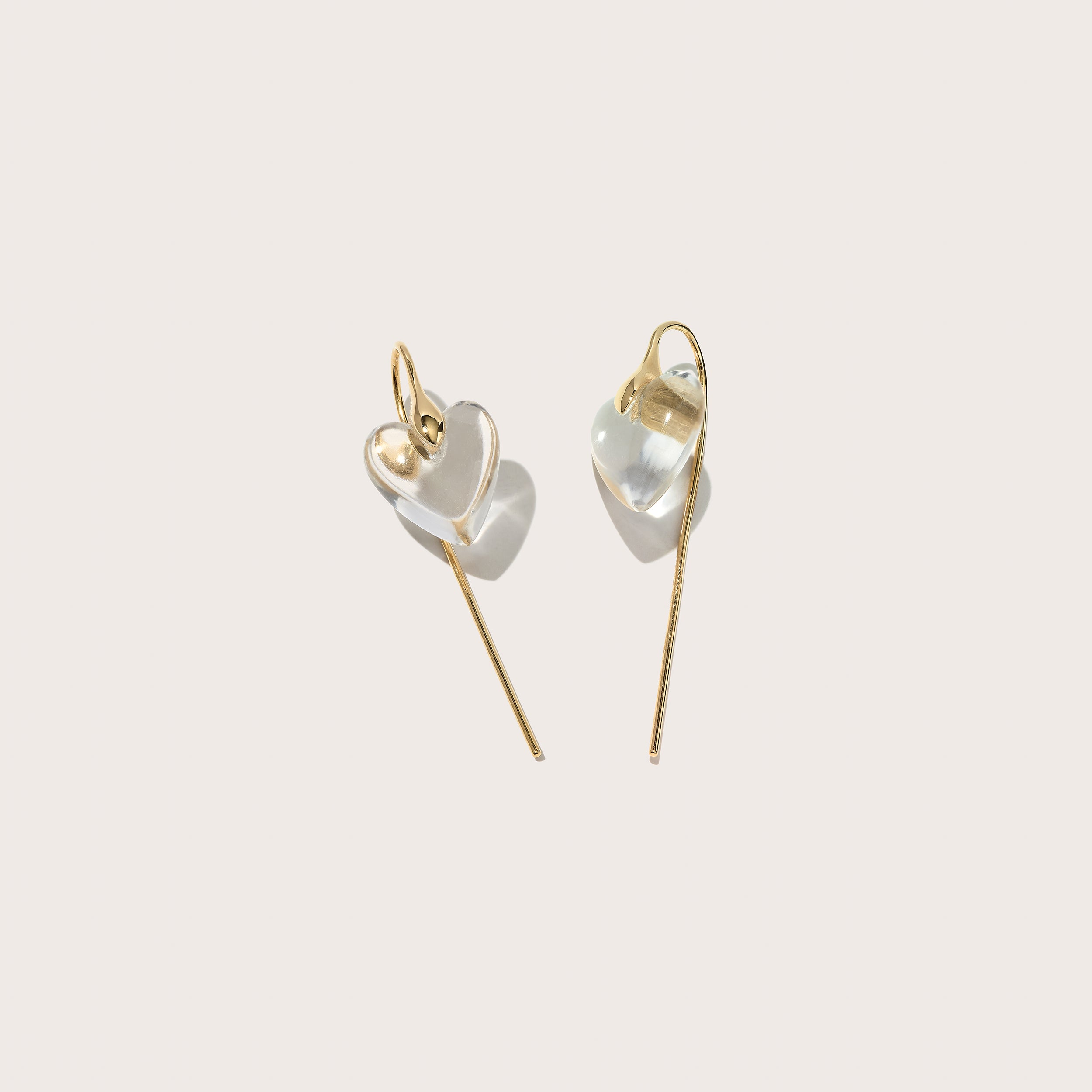 Quartz Heart Hook Earrings