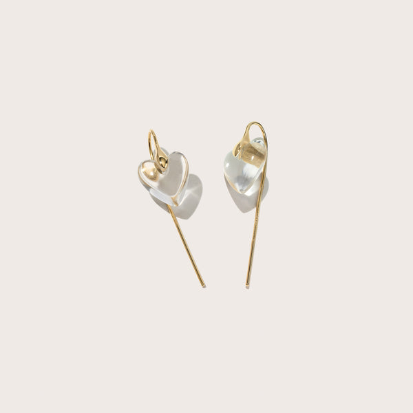 Quartz Heart Hook Earrings