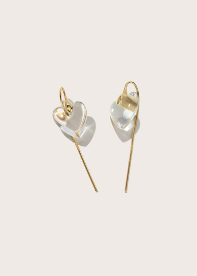 Quartz Heart Hook Earrings