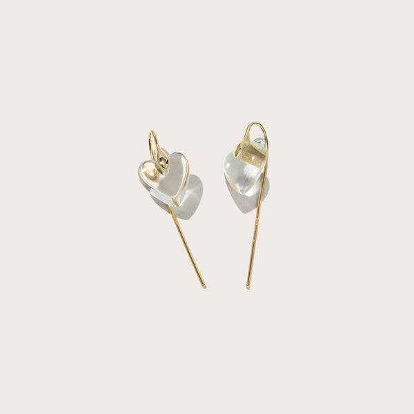 Quartz Heart Hook Earrings