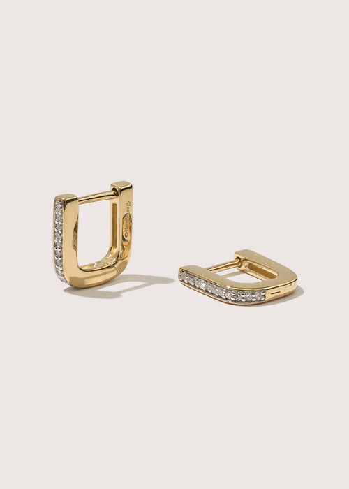 Pavé Edged Square Hoops