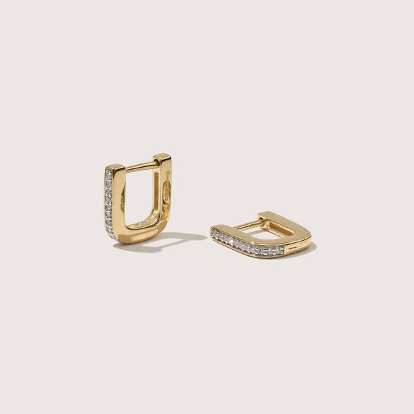 Pavé Edged Square Hoops