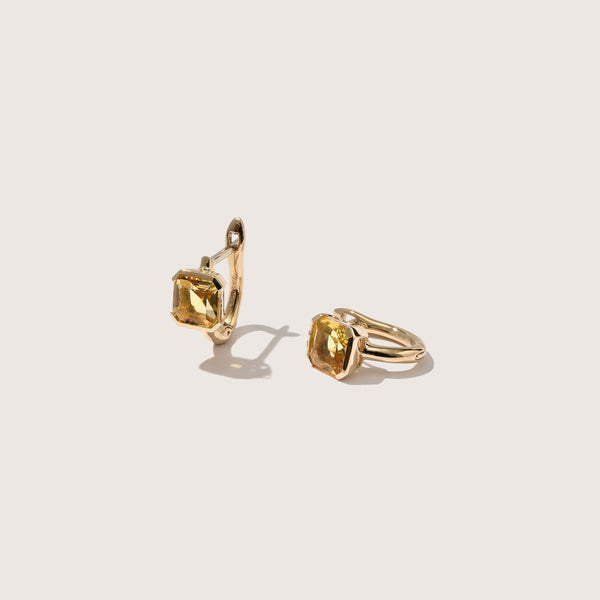 14kt Citrine Domino Huggie Hoops