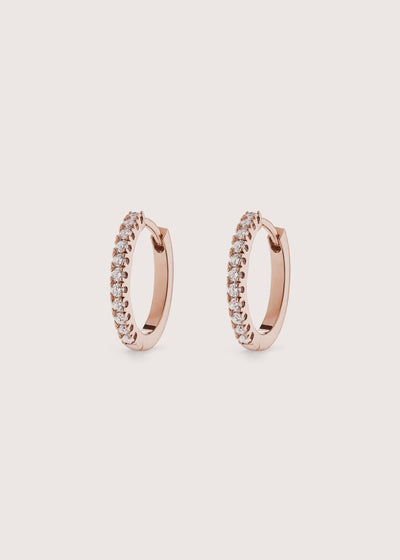 Large Rose Gold Diamond Huggie Hoops