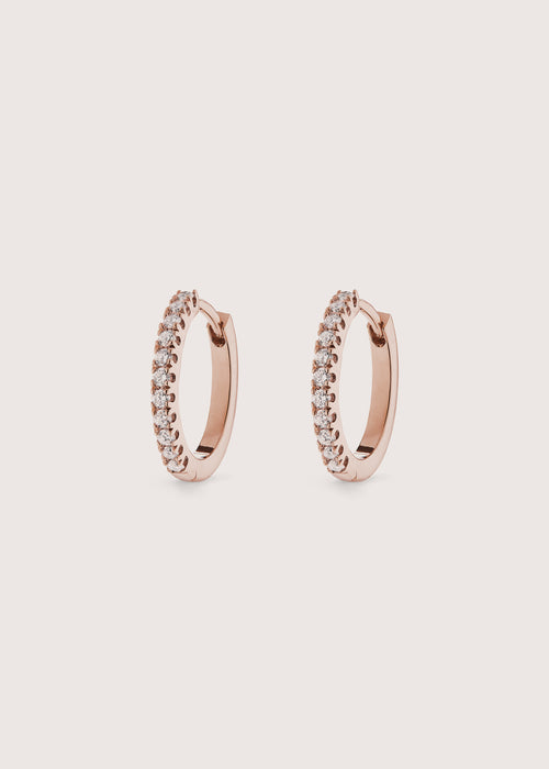 Large Rose Gold Diamond Huggie Hoops