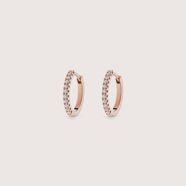 Large Rose Gold Diamond Huggie Hoops