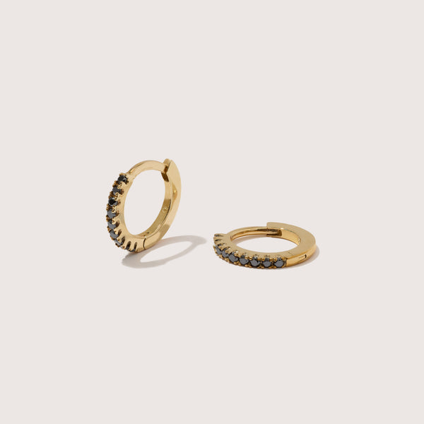 Black Diamond Huggie Hoops