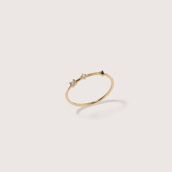 Three Stone Diamond Bamboo Ring