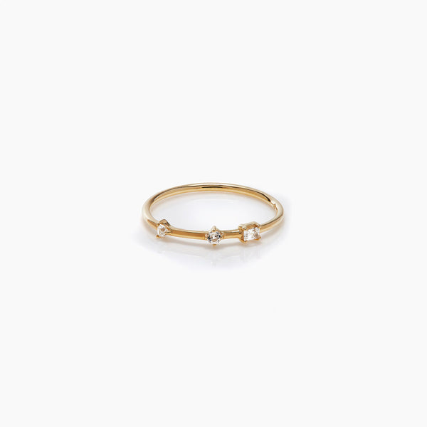 Otiumberg 9kt Solid Gold Three Stone Bamboo Ring