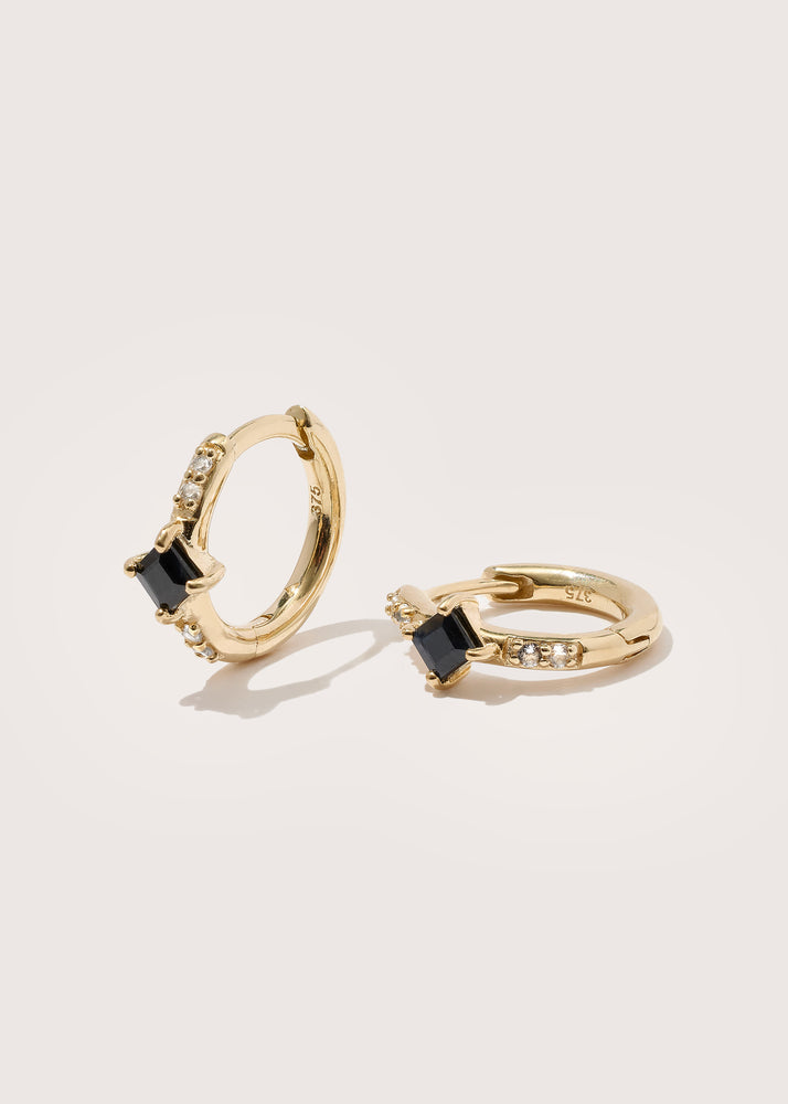 Black Onyx And White Diamond Huggies