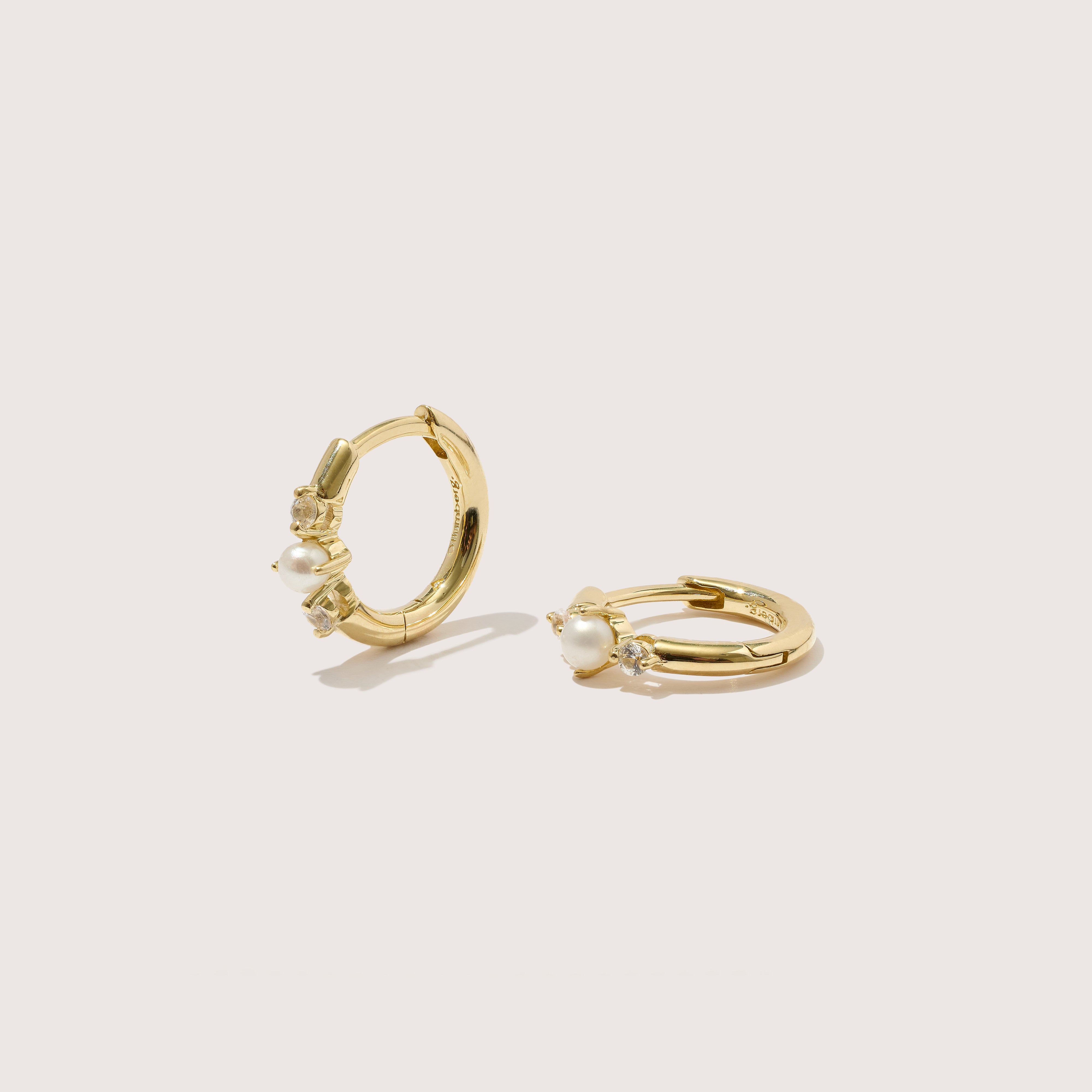 Pearl Sapphire Huggie Hoops