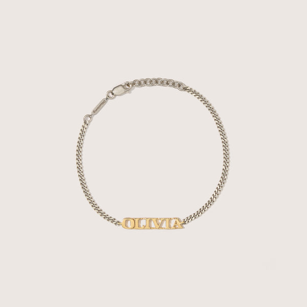 Mixed Metal Personalised Name Bracelet (Made To Order)