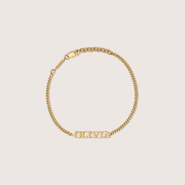 Solid Gold Personalised Name Bracelet (Made To Order)