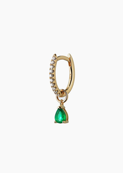 Emerald Pear Drop Hoop
