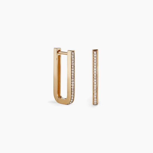 diamond rectangle solid gold hoops
