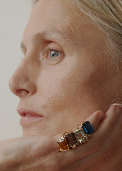 14kt Blue Topaz Domino Set