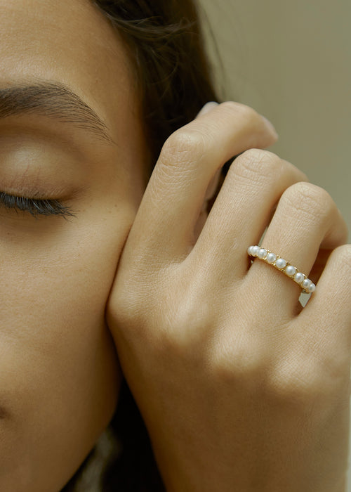 Pearl Half Eternity Ring