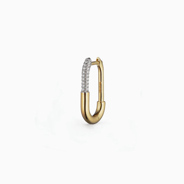 pave staple gold hoops