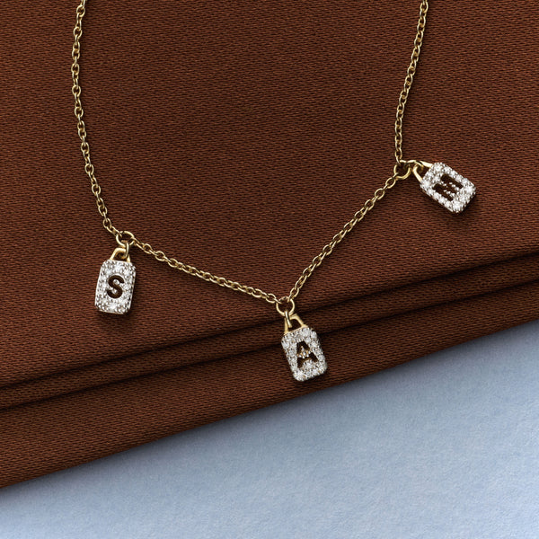 Personalised Tiny Diamond Tag Necklace (Made To Order)