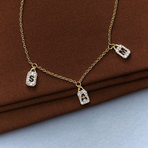 Personalised Tiny Diamond Tag Necklace (Made To Order)