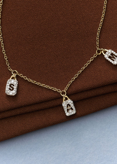 Personalised Tiny Diamond Tag Necklace