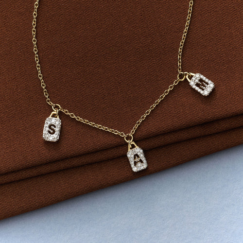 Personalised Tiny Diamond Tag Necklace (Made To Order)