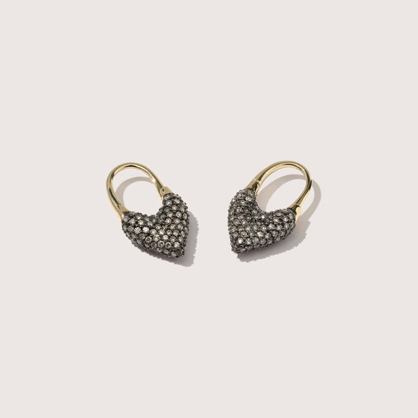 9kt Midnight Diamond Roscida Heart Earrings
