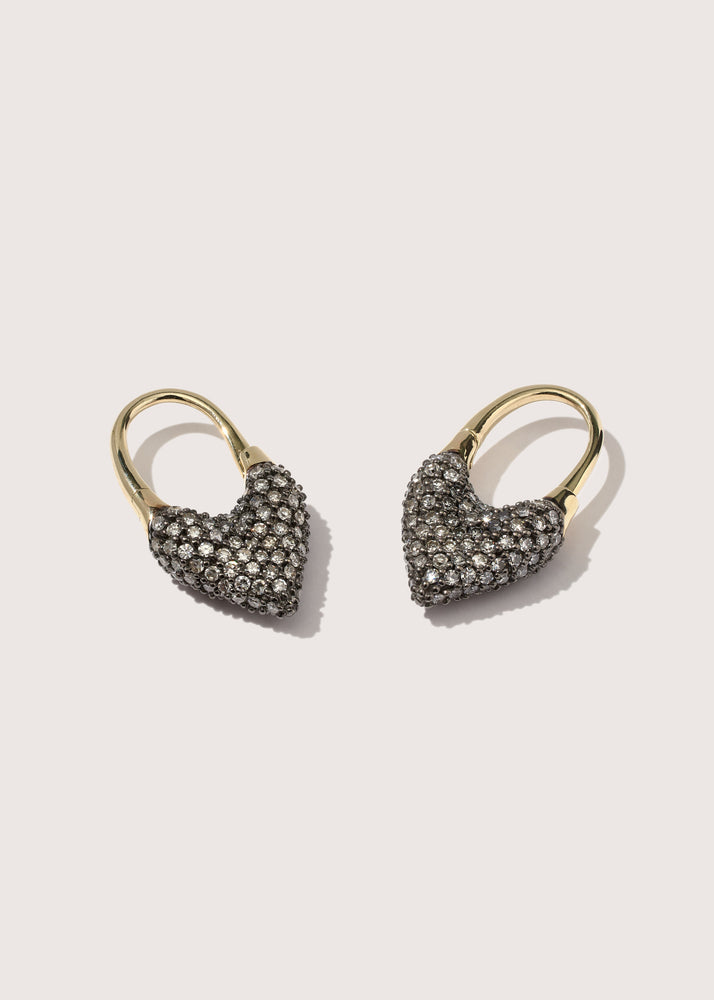 9kt Midnight Diamond Roscida Heart Earrings