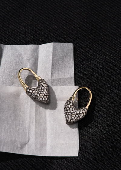 Midnight Diamond Roscida Heart Earrings