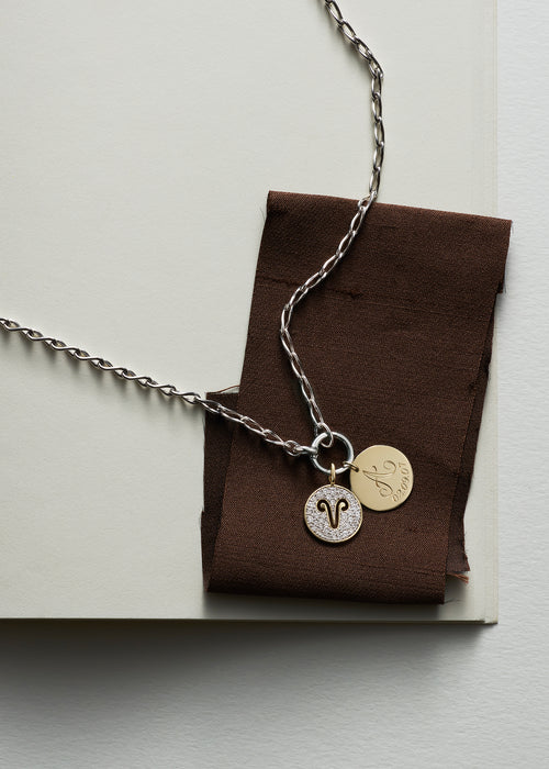 Diamond Zodiac & Engraved Eternal Necklace