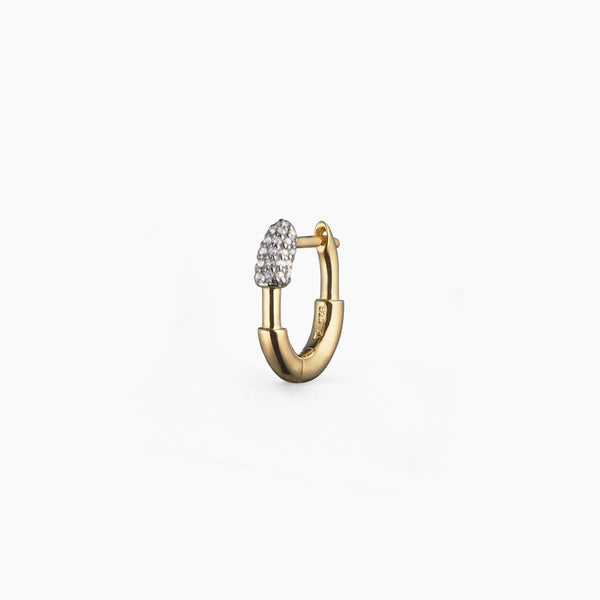 small pave staple hoops gold