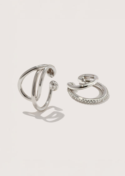 Silver Signature Ear Cuff Set