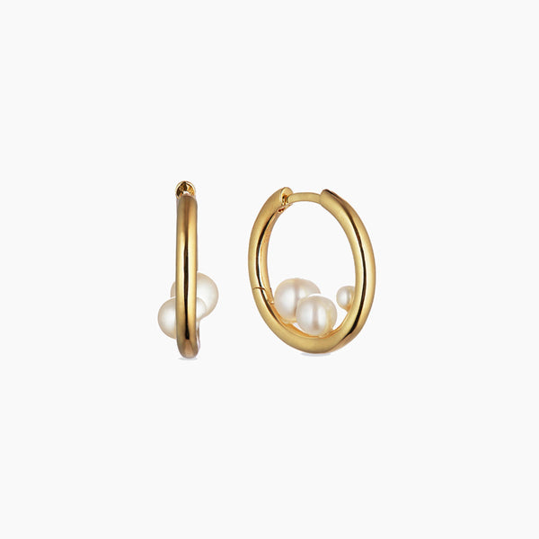pearl and gold hoops
