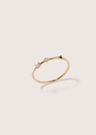 Three Stone Diamond Sapphire Bamboo Ring