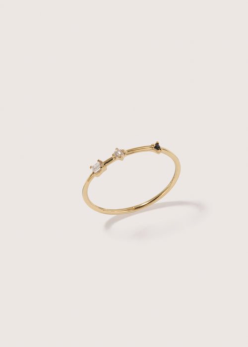 Three Stone Diamond Sapphire Bamboo Ring